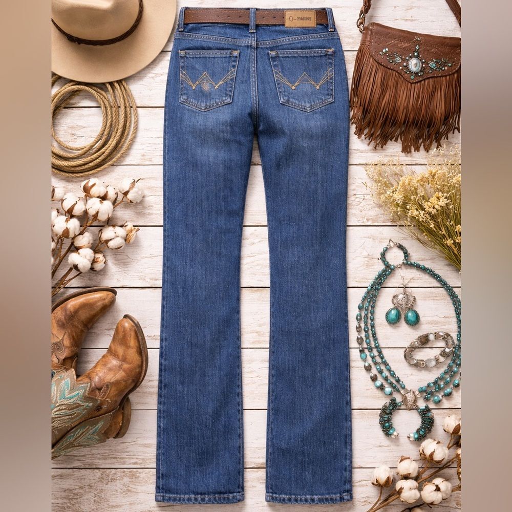Wrangler Jeans 11/12 x 32 Q-Baby Straight Leg Medium Wash Western Cowgirl Denim
